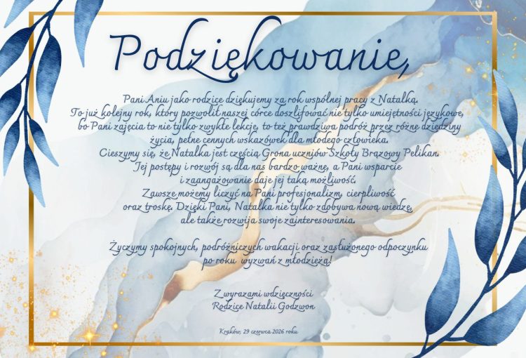 PODZIĘKOWANIE